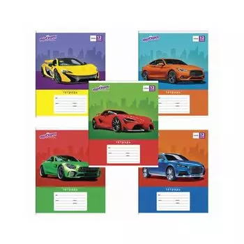 105626, (цена за 60 шт.) Тетрадь 12л. ЮНЛАНДИЯ клетка, обложка картон, "АВТО-КЛАСС"