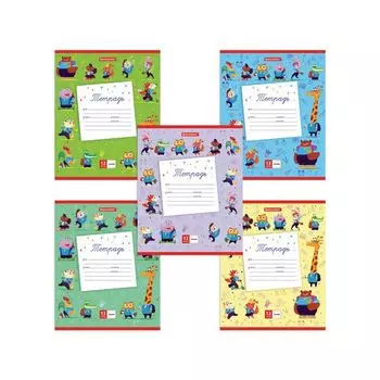 105629, (цена за 60 шт.) Тетрадь 12л. BRAUBERG линия, обложка картон, ZOO