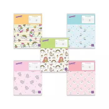 105633, (цена за 60 шт.) Тетрадь 12л. ЮНЛАНДИЯ линия, обложка картон, ЕРАЛАШ