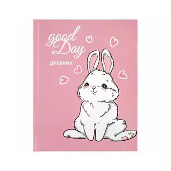 106348, Дневник 1-4 класс 48л, твердый, ЮНЛАНДИЯ, глянцевая ламинация, с подсказом, Bunny, 106348