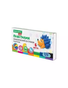 106435, Пластилин классический BRAUBERG KIDS, 6 цветов, 120 г, стек, ВЫСШЕЕ КАЧЕСТВО, 106435