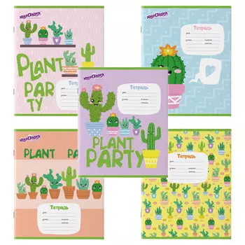 106474, (цена за 20 шт.) Тетрадь 12 л. ЮНЛАНДИЯ, линия, обложка картон, "КАКТУСИКИ", 106474