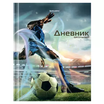 106633, (цена за 6 шт.) Дневник 5-11 класс 48 л., твердый, BRAUBERG, глянцевая ламинация, с подсказом, "Футбол", 106633