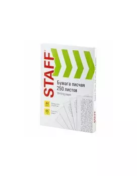 114214, Бумага писчая А4, 65 г/м2, 250 л., Россия, белизна 92% (ISO), STAFF, 114214