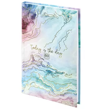 114428, Блокнот А5 (134х206 мм), 80 л., твёрдый, клетка, фольга, STAFF, "Мрамор", 114428