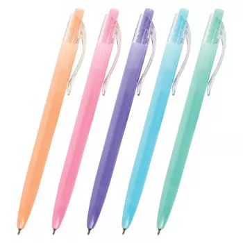143456, (цена за 30 шт.) Ручка шариковая автоматическая BRAUBERG "PASTEL", СИНЯЯ, корпус ассорти, 0,7 мм, линия письма 0,35 мм, 143456