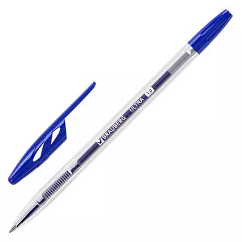 143558, (цена за 50 шт.) Ручка шариковая BRAUBERG "ULTRA", СИНЯЯ, узел 1 мм, чернила ГЕРМАНИЯ, наконечник ШВЕЙЦАРИЯ, 143558