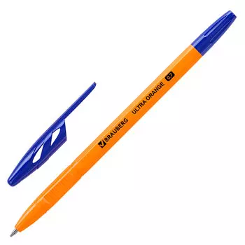 143562, (цена за 50 шт.) Ручка шариковая BRAUBERG "ULTRA ORANGE", СИНЯЯ, узел 0,7 мм, чернила ГЕРМАНИЯ, наконечник ШВЕЙЦАРИЯ, 143562