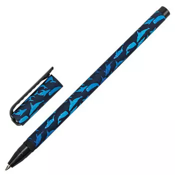 143709, (цена за 36 шт.) Ручка шариковая BRAUBERG SOFT TOUCH STICK "WHALE", СИНЯЯ, мягкое покрытие, узел 0,7 мм, 143709