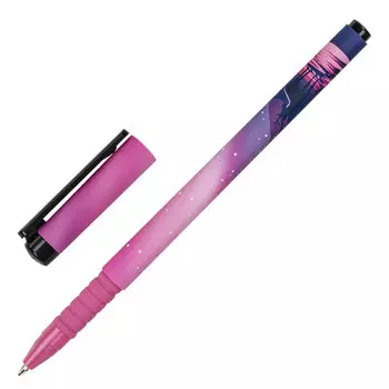 143715, (цена за 36 шт.) Ручка шариковая BRAUBERG SOFT TOUCH GRIP "STARS", СИНЯЯ, мягкое покрытие, узел 0,7 мм, 143715