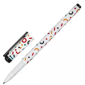 143723, (цена за 36 шт.) Ручка шариковая BRAUBERG SOFT TOUCH GRIP "CONFETTI", СИНЯЯ, мягкое покрытие, узел 0,7 мм, 143723