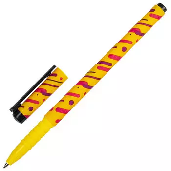 143724, (цена за 36 шт.) Ручка шариковая BRAUBERG SOFT TOUCH GRIP "LINES", СИНЯЯ, мягкое покрытие, узел 0,7 мм, 143724