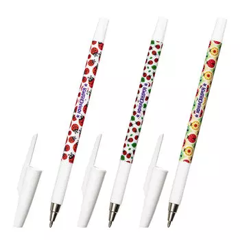 143727, (цена за 36 шт.) Ручка шариковая ЮНЛАНДИЯ "LADYBIRD", синяя, SOFT TOUCH покрытие, узел 0,7 мм, линия письма 0,35 мм, 143727