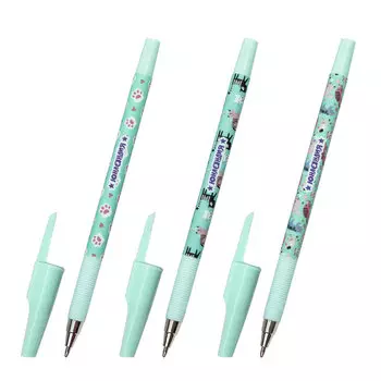 143734, (цена за 36 шт.) Ручка шариковая ЮНЛАНДИЯ "GLAMOUR CAT", синяя, SOFT TOUCH покрытие, узел 0,7 мм, линия письма 0,35 мм, 143734