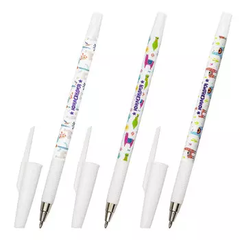 143735, (цена за 36 шт.) Ручка шариковая ЮНЛАНДИЯ "LAMA", синяя, SOFT TOUCH покрытие, узел 0,7 мм, линия письма 0,35 мм, 143735