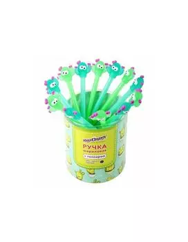 143781, Ручка с топпером шариковая ЮНЛАНДИЯ Цветущий кактус, корпус ассорти, СИНЯЯ, узел 0,7мм, 143781