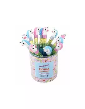 143791, Ручка с топпером и блестками шариковая ЮНЛАНДИЯ Единорог, детали ассорти, СИНЯЯ, узел 0,7мм,143791