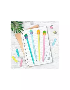 143800, Ручка с топпером шариковая масляная ЮНЛАНДИЯ Кактус, корпус ассорти, СИНЯЯ, узел 0,7 мм, 143800