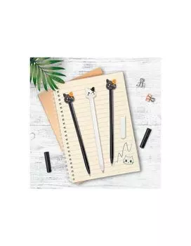 143804, Ручка с топпером шариковая масляная ЮНЛАНДИЯ Кошка, корпус ассорти, СИНЯЯ, пишущий узел 0,7 мм, 143804