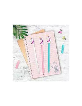 143806, Ручка с топпером шариковая масляная ЮНЛАНДИЯ Единорожка, корпус ассорти, СИНЯЯ, пишущий узел 0,7 мм, 143806