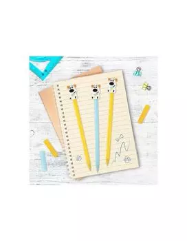 143807, Ручка с топпером шариковая масляная ЮНЛАНДИЯ Собачка, корпус ассорти, СИНЯЯ, пишущий узел 0,7 мм, 143807