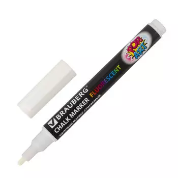 151519, Маркер меловой "POP-ART" БЕЛЫЙ, 3,5 мм, стираемый, для гладких поверхностей, BRAUBERG, 151519