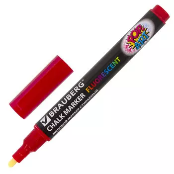 151521, Маркер меловой "POP-ART" КРАСНЫЙ, 3,5 мм, стираемый, для гладких поверхностей, BRAUBERG, 151521