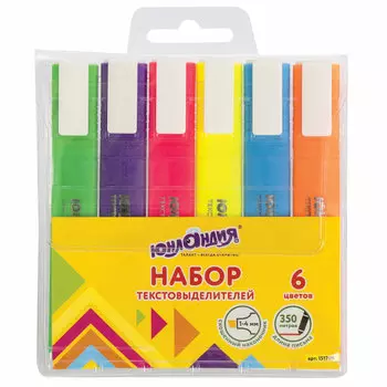 151709, Набор текстовыделителей ЮНЛАНДИЯ 6 шт., АССОРТИ, "COLORSTAR", линия 1-4 мм, 151709