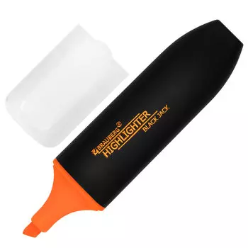 151897, (цена за 12 шт.) Текстовыделитель BRAUBERG "BLACK JACK", ОРАНЖЕВЫЙ, линия 1-5 мм, 151897