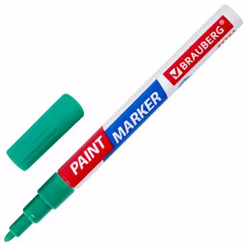 151974, (цена за 12 шт.) Маркер-краска лаковый EXTRA (paint marker) 2 мм, ЗЕЛЕНЫЙ, УСИЛЕННАЯ НИТРО-ОСНОВА, BRAUBERG, 151974