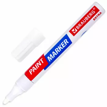 151978, Маркер-краска лаковый EXTRA (paint marker) 4 мм, БЕЛЫЙ, УСИЛЕННАЯ НИТРО-ОСНОВА, BRAUBERG, 151978