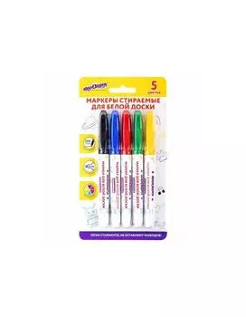 152099, Маркеры стираемые для белой доски НАБОР 5 ЦВЕТОВ, ЮНЛАНДИЯ COLORWAY, 3 мм, 152099
