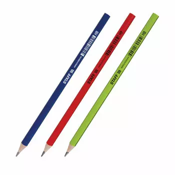 181743, (цена за 72 шт.) Карандаш чернографитный STAFF "Basic" BLP-743, 1 шт., НВ, пластиковый, корпус ассорти, 181743