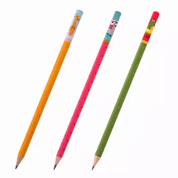 181779, (цена за 45 шт.) Карандаш чернографитный ЮНЛАНДИЯ "ЗВЕРУШКИ", 1 шт., HB, корпус ассорти, 181779