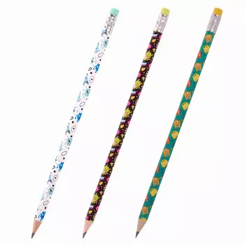 181782, (цена за 45 шт.) Карандаш чернографитный ЮНЛАНДИЯ "МОНСТРИКИ", 1 шт., HB, с ластиком, корпус ассорти, 181782