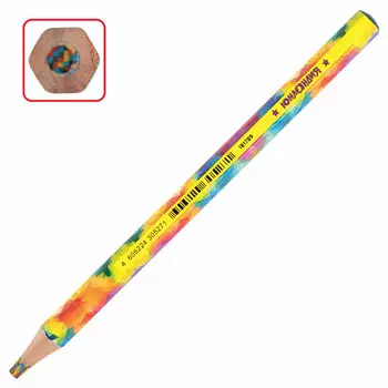 181789, (цена за 30 шт.) Карандаш с многоцветным грифелем МЯГКИЙ, 1 шт., ЮНЛАНДИЯ "MAGIC", классические цвета, утолщенный, 181789