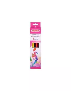 181810, Карандаши цветные ПИФАГОР БЫСТРЕЕ! ВЫШЕ! СИЛЬНЕЕ!, 6 цветов, классические, заточенные, 181810