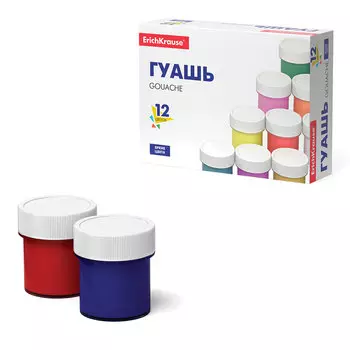 192277, Гуашь ERICH KRAUSE Basic, 12 цветов по 17 мл., картонная упаковка, 50544