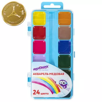 192288, Краски акварельные ЮНЛАНДИЯ "ЮНЛАНДИК-ХУДОЖНИК", медовые, 24 цвета, КЛАССИЧЕСКИЕ, пластик, 192288