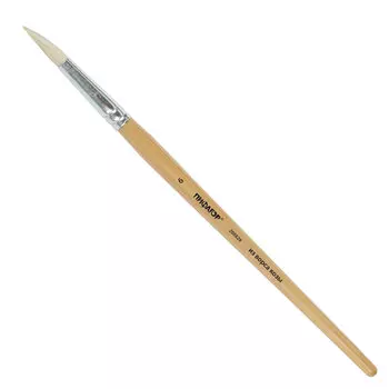 200829, (цена за 20 шт.) Кисть ПИФАГОР, КОЗА, круглая, № 6, деревянная лакированная ручка, колпачок, пакет с подвесом, 200829