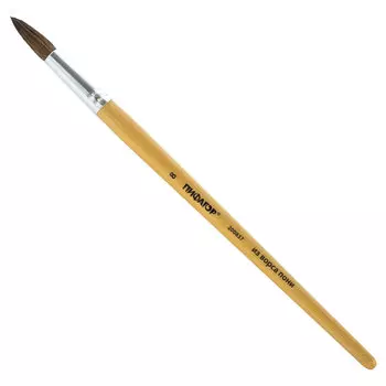 200837, (цена за 15 шт.) Кисть ПИФАГОР, ПОНИ, круглая, № 8, деревянная лакированная ручка, колпачок, пакет с подвесом, 200837