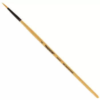 200842, (цена за 30 шт.) Кисть ПИФАГОР, СИНТЕТИКА, круглая, № 2, деревянная лакированная ручка, с колпачком, 200842