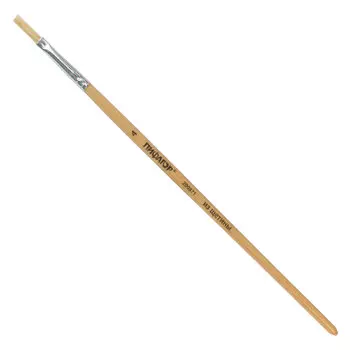 200871, (цена за 30 шт.) Кисть ПИФАГОР, ЩЕТИНА, плоская, № 4, деревянная лакированная ручка, 200871