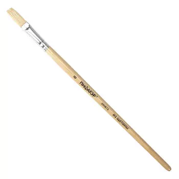 200873, (цена за 30 шт.) Кисть ПИФАГОР, ЩЕТИНА, плоская, № 8, деревянная лакированная ручка, пакет с подвесом, 200873