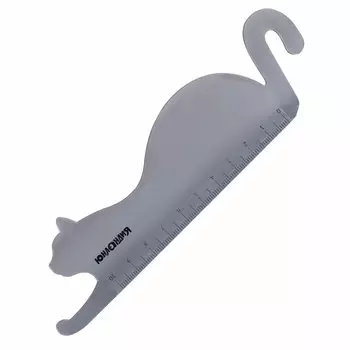 210730, (цена за 24 шт.) Линейка пластик 10 см ЮНЛАНДИЯ "КОШКА", фигурная, тонированная прозрачная, европодвес, 210730