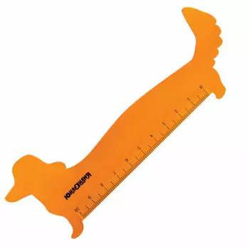 210731, (цена за 24 шт.) Линейка пластик 10 см ЮНЛАНДИЯ "ТАКСА", фигурная, тонированная прозрачная, европодвес, 210731