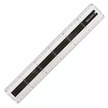 210744, Линейка пластик 30 см BRAUBERG "EXTRA", прочная, прозрачная, черно-белая печать, европодвес, 210744