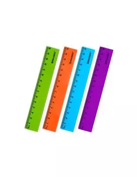 210750, Линейка пластиковая 15 см BRAUBERG NEON, непрозрачная, ассорти, 210750