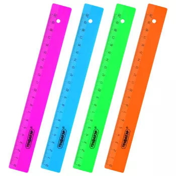 210788, (цена за 20 шт.) Линейка пластиковая 20 см ПИФАГОР, непрозрачная, неоновая, ассорти, 210788