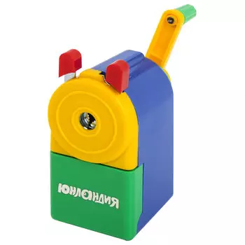 228766, Точилка механическая ЮНЛАНДИЯ "Светофор", металлический механизм, корпус голубой, 228766